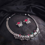 Oxidised Delicate Elephant Necklace