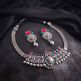 Oxidised Deligate Durga Necklace