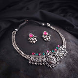 Oxidised Delicate Laxmi Necklace