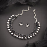 Oxidised Black Stone Kolhapuri Necklace
