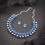 Oxidised Blue Stone Kolhapuri Necklace