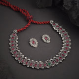 Oxidised Pink Stone Kolhapuri Necklace