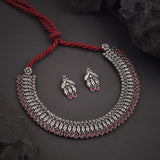 Oxidised Pink stone Necklace