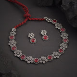 Oxidised Pink Stone Kolhpuri Necklace
