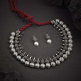 Oxidised Handcrafted Ethnic Boll Stone Necklace