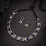 Oxidised Blue Stone Ethnic Necklace set