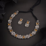 Oxidised Yellow Monalisa Stone Kolhapuri Necklace