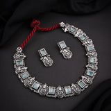 Oxidised Mint Monalisa Laxmi Necklace