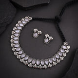 Oxidised Grey Monalisa Stone Necklace set