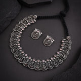 Oxidised Pink Monalisa Stone Necklace set