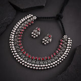 Oxidized Kolhapuri Peocock stone Wajratika Traditional Necklace