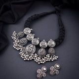 Oxidised 5 Pendant Laxmi Thread Necklace