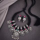 Oxidised  Durga Maa 7 Pendant Thread Stone Necklace