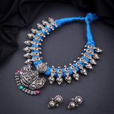 Oxidised Laxmi Blue thread Thread Necklace
