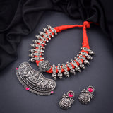 Oxidised Laxmi Red thread Thread Necklace