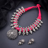 Oxidised Laxmi Pink thread Thread Necklace