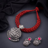 Oxidised Laxmi Marron thread Thread Necklace