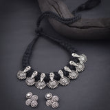 Oxidised Black Laxmi Coin 7 Pendant Thread Necklace