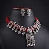 Oxidised Marron Thread Necklace