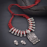 Oxidised Marron Thread Necklace