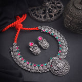 Oxidisedd Laxmi Temple Necklace