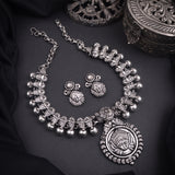 Oxidised Durga Temple Necklace