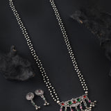 Oxidised Two Layer Long Stone Mangalsutra