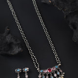 Oxidised Two Layer Stone Long Mangalsutra