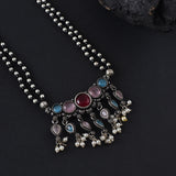 Oxidised Two Layer Stone Long Mangalsutra