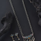 Oxidised Two Layer Stone Long Mangalsutra