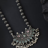 Oxidised Kolhapuri Javmani Beads With Monalisa Stone Pendant