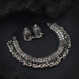Oxidised Ghungroo Stone pendant Necklace