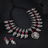 Oxidised Peacock Thread Stone Necklace