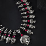 Oxidised Peacock Thread Stone Necklace
