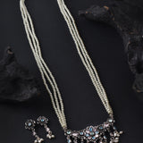 Oxidised Tanmani Pendant Moti Necklace