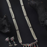 Oxidised Tanmani Pendant Moti Necklace