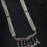 Oxidised Tanmani Pendant Moti Necklace