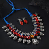 Oxidised Peacock Thread Stone Necklace