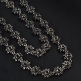 Oxidised Kolhapuri Two Layer Green Stone Bakuli Haar