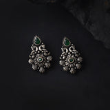Oxidised Kolhapuri Two Layer Green Stone Bakuli Haar