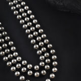 Oxidised 3 Layer Ethnic Round Ball Long Necklace